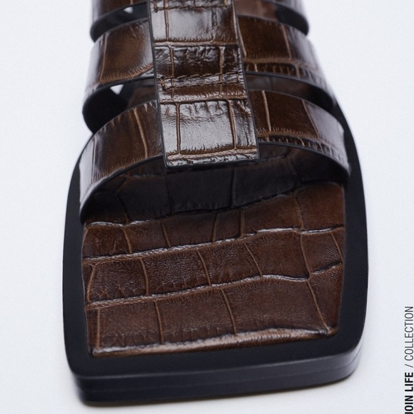 ZARA Animal Print Leather Sandals - Picture 5 of 7